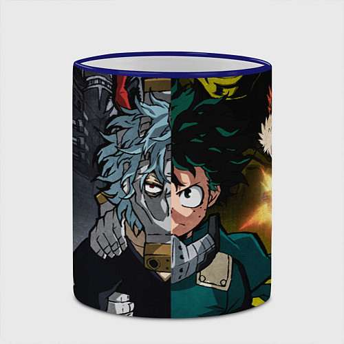 Кружка цветная Моя геройская академия 1 / 3D-Синий кант – фото 2