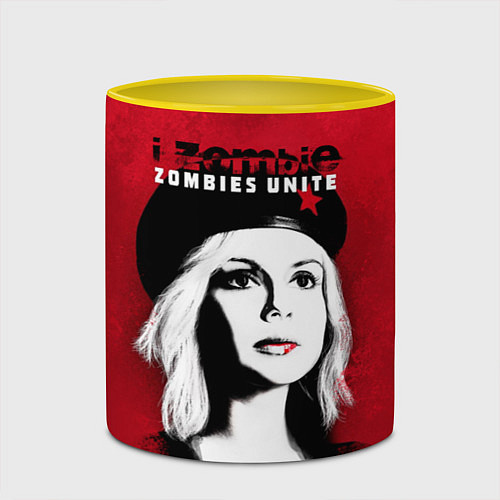 Кружка цветная Zombies Unite - Оливия Мур / 3D-Белый + желтый – фото 2
