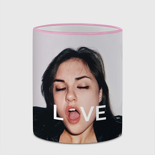 Кружка цветная Sasha Grey: LOVE / 3D-Розовый кант – фото 2