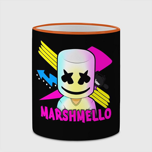 Кружка цветная Marshmello DJ / 3D-Оранжевый кант – фото 2