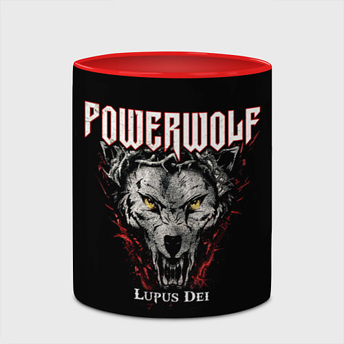 Кружка цветная Powerwolf: Lupus Dei / 3D-Белый + красный – фото 2