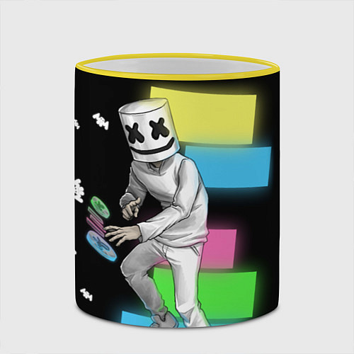 Кружка цветная Marshmello 80's / 3D-Желтый кант – фото 2