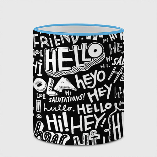 Кружка цветная Hello Pattern / 3D-Небесно-голубой кант – фото 2