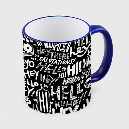 Кружка цветная Hello Pattern / 3D-Синий кант – фото 1