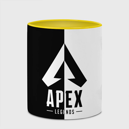 Кружка цветная Apex Legends: Black & White / 3D-Белый + желтый – фото 2