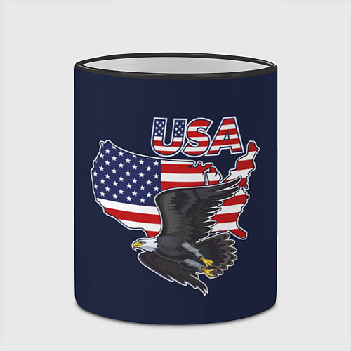 Кружка цветная USA - flag and eagle / 3D-Черный кант – фото 2