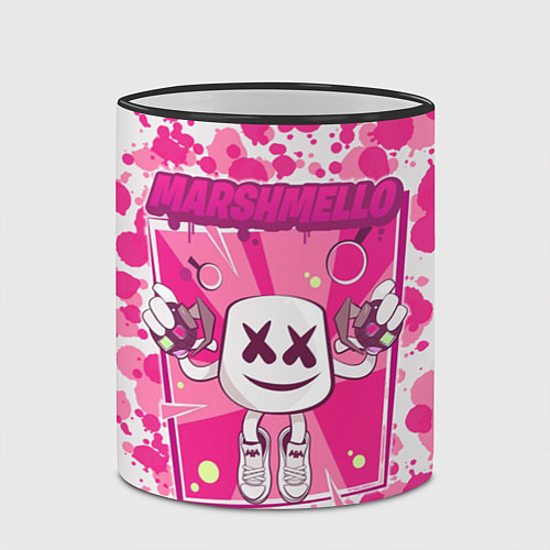 Кружка цветная Marshmello: Pink Fashion / 3D-Черный кант – фото 2