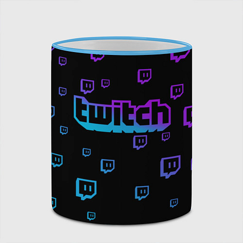 Кружка цветная Twitch: Neon Style / 3D-Небесно-голубой кант – фото 2