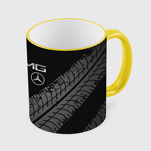 Кружка цветная Mercedes AMG: Street Racing / 3D-Желтый кант – фото 1