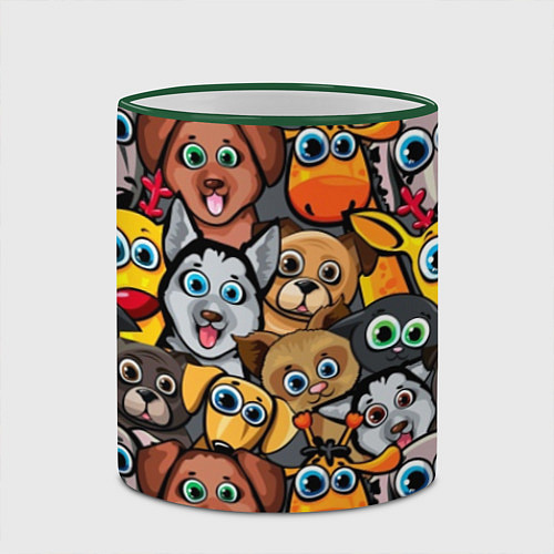 Кружка цветная Веселые собаки / 3D-Зеленый кант – фото 2