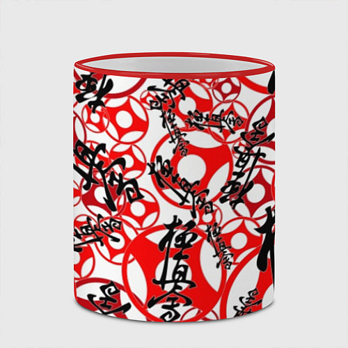 Кружка цветная Каратэ киокушинкай - эмблемы / 3D-Красный кант – фото 2