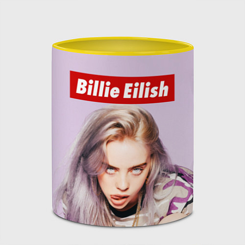 Кружка цветная Billie Eilish: Bored / 3D-Белый + желтый – фото 2