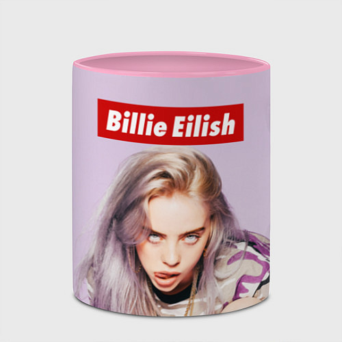 Кружка цветная Billie Eilish: Bored / 3D-Белый + розовый – фото 2