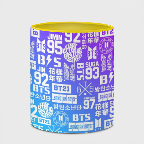 Кружка цветная BTS Logos / 3D-Белый + желтый – фото 2