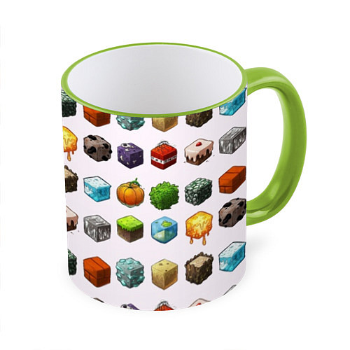 Кружка цветная Minecraft Cubes / 3D-Светло-зеленый кант – фото 1