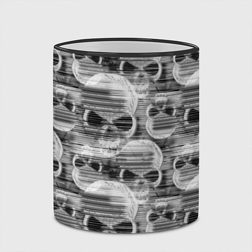 Кружка цветная Серые черепа - растр / 3D-Черный кант – фото 2