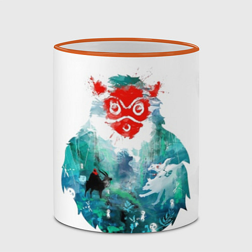 Кружка цветная Princess Mononoke / 3D-Оранжевый кант – фото 2