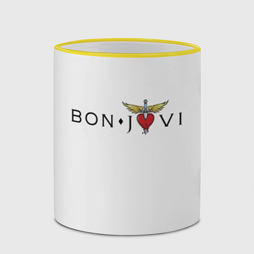 Кружка цветная Bon Jovi / 3D-Желтый кант – фото 2