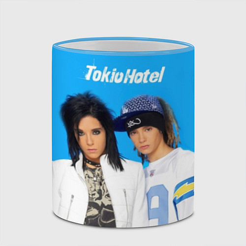 Кружка цветная Tokio Hotel poster / 3D-Небесно-голубой кант – фото 2