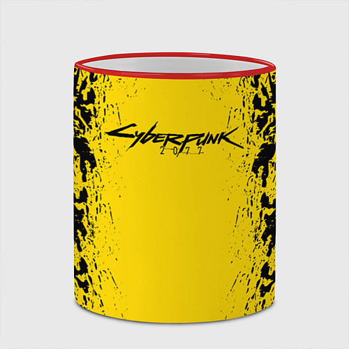 Кружка цветная Cyberpunk 2077 Samurai logo / 3D-Красный кант – фото 2