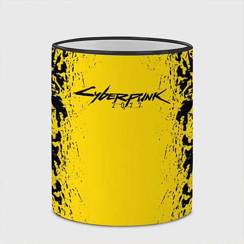 Кружка цветная Cyberpunk 2077 Samurai logo / 3D-Черный кант – фото 2