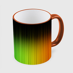 Кружка 3D Неоновые полосы - Минимализм, цвет: 3D-оранжевый кант