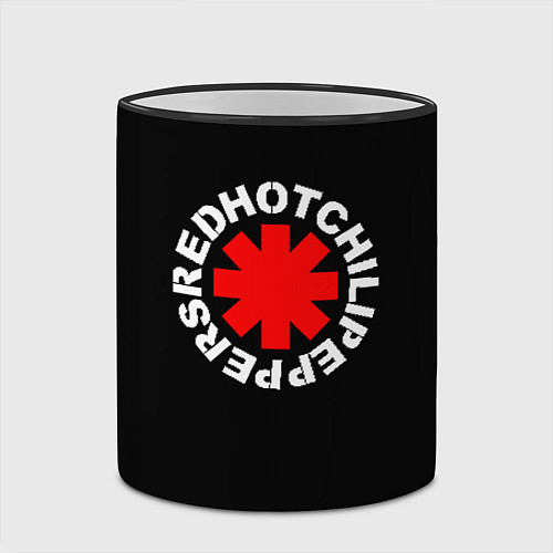 Кружка цветная Red Hot chili peppers logo on black / 3D-Черный кант – фото 2
