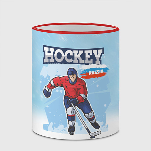 Кружка цветная Хоккей Russia / 3D-Красный кант – фото 2