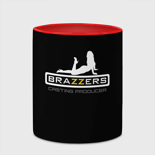 Кружка цветная Brazzers casting producer / 3D-Белый + красный – фото 2