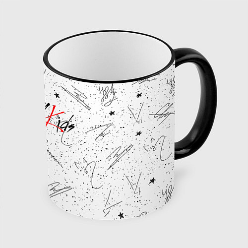 Кружка цветная STRAY KIDS АВТОГРАФЫ / 3D-Черный кант – фото 1
