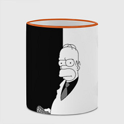 Кружка 3D Гомер Симпсон - в смокинге - black and white, цвет: 3D-оранжевый кант — фото 2