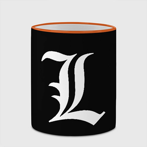 Кружка цветная DEATH NOTE ТЕТРАДЬ СМЕРТИ L / 3D-Оранжевый кант – фото 2