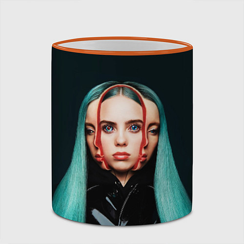 Кружка цветная BILLIE EILISH / 3D-Оранжевый кант – фото 2