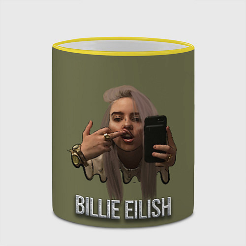 Кружка цветная BILLIE EILISH / 3D-Желтый кант – фото 2