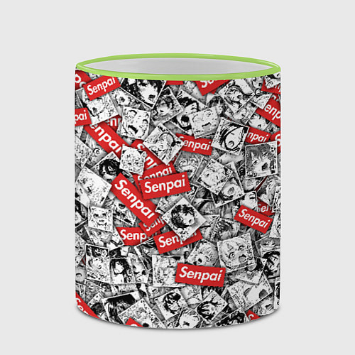 Кружка цветная Senpai x Ahegao / 3D-Светло-зеленый кант – фото 2