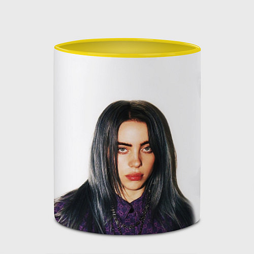 Кружка цветная BILLIE EILISH / 3D-Белый + желтый – фото 2