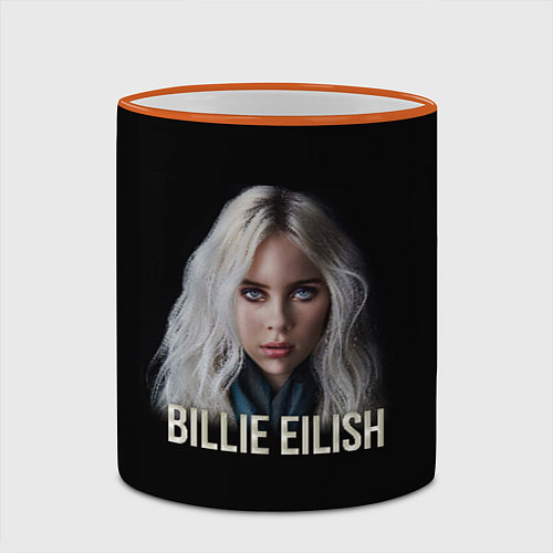 Кружка цветная BILLIE EILISH / 3D-Оранжевый кант – фото 2