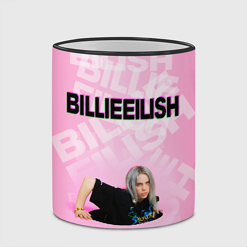 Кружка цветная Billie Eilish: Pink Mood / 3D-Черный кант – фото 2