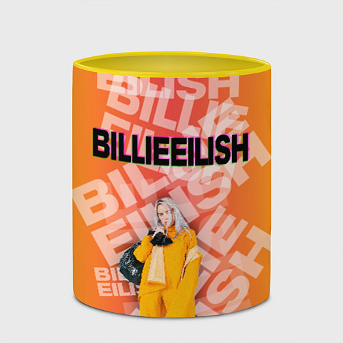 Кружка цветная Billie Eilish: Yellow Mood / 3D-Белый + желтый – фото 2