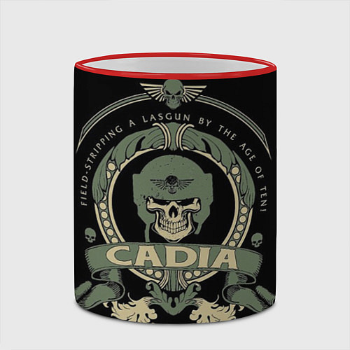 Кружка цветная Вархаммер - Cadia skull / 3D-Красный кант – фото 2