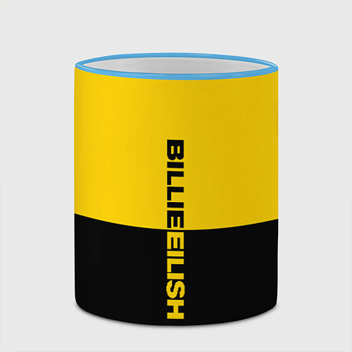 Кружка цветная BILLIE EILISH: Yellow & Black / 3D-Небесно-голубой кант – фото 2