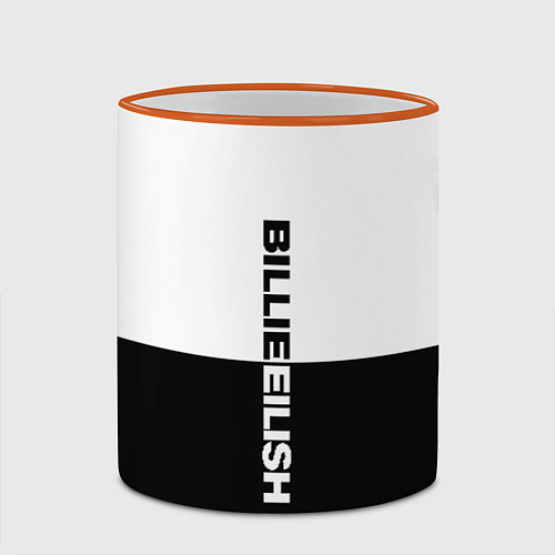 Кружка цветная BILLIE EILISH: White & Black / 3D-Оранжевый кант – фото 2