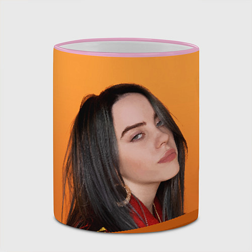 Кружка цветная BILLIE EILISH: Orange Mood / 3D-Розовый кант – фото 2