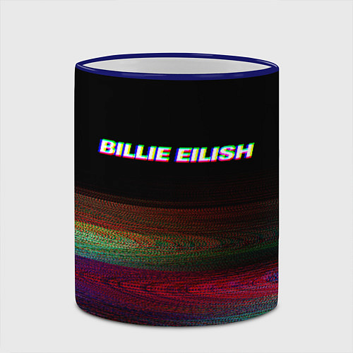 Кружка цветная BILLIE EILISH: Black Glitch / 3D-Синий кант – фото 2