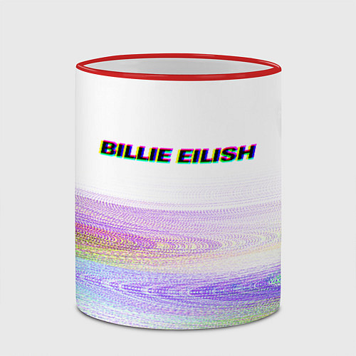 Кружка цветная BILLIE EILISH: White Glitch / 3D-Красный кант – фото 2