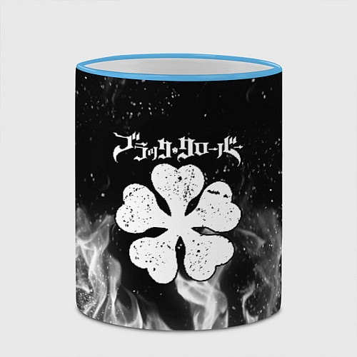 Кружка цветная ЧЁРНЫЙ КЛЕВЕР / 3D-Небесно-голубой кант – фото 2