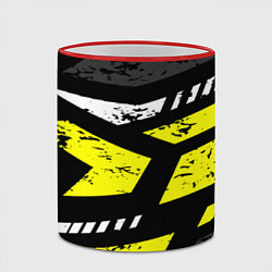 Кружка 3D Black yellow abstract sport style, цвет: 3D-красный кант — фото 2