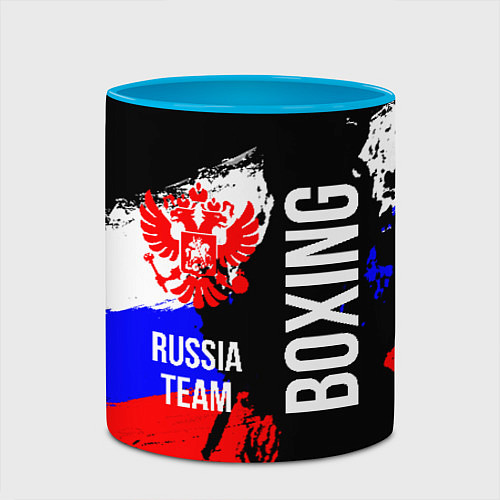 Кружка цветная Boxing Russia Team и герб РФ / 3D-Белый + небесно-голубой – фото 2