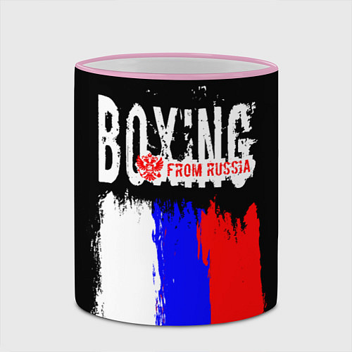 Кружка цветная Boxing from Russia / 3D-Розовый кант – фото 2