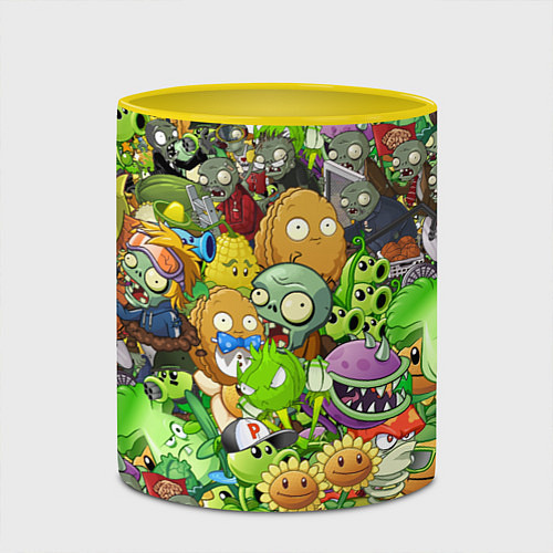 Кружка цветная PLANTS VS ZOMBIES / 3D-Белый + желтый – фото 2